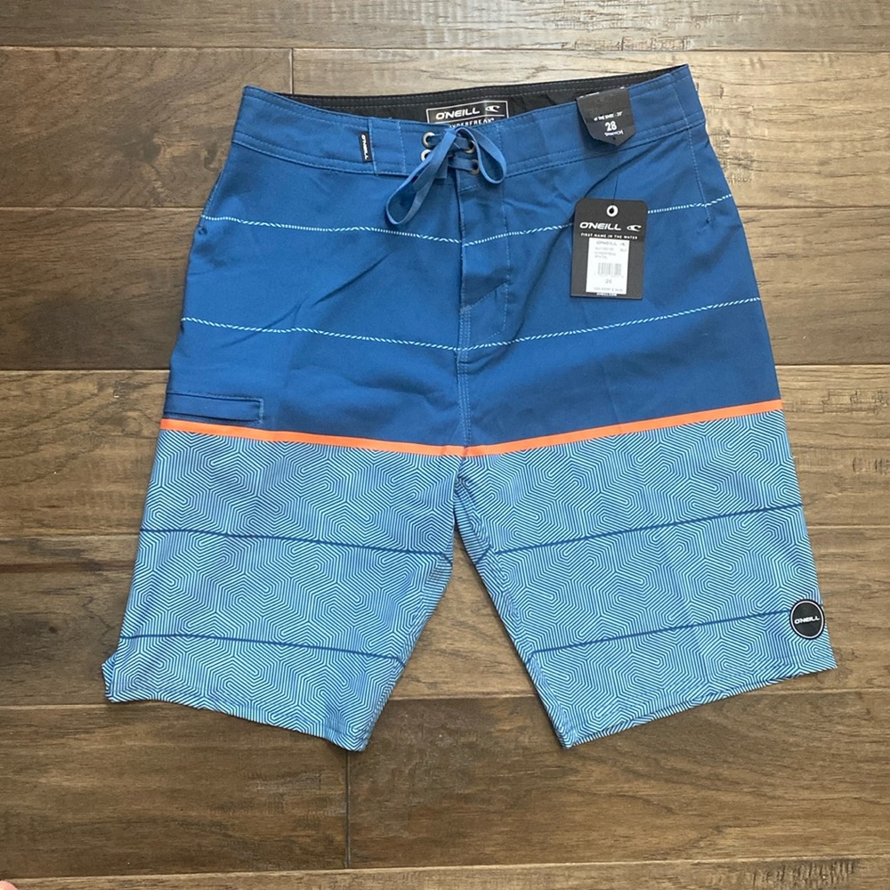 O’Neill Men’s Teal & Orange Swim Trunks Size 28 NWT